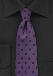 cravate violette à gros pois noir