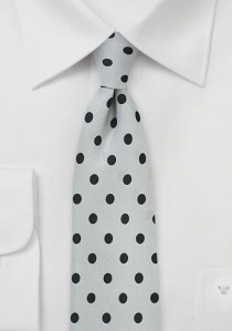Cravate gris argenté à gros pois noir