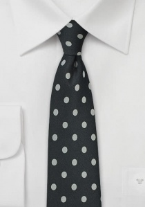 Cravate noire à gros pois gris