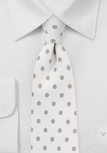 Cravate blanche à gros pois gris