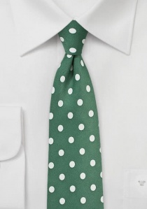 Cravate vert sapin à gros pois blancs