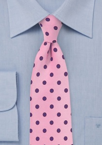 Cravate rose à gros pois pourpres