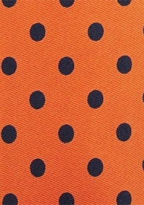 Cravate orange cuivré à gros pois bleu marine