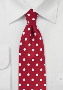 Cravate rouge coquelicot aux larges pois blancs