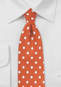 Cravate orange cuivré à gros pois blancs