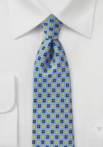 Cravate bleu clair dessin floral