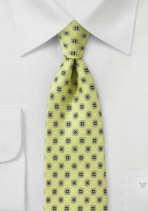 Cravate motif floral vert citron