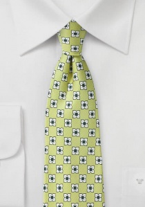 Cravate motif fleurs vert citron
