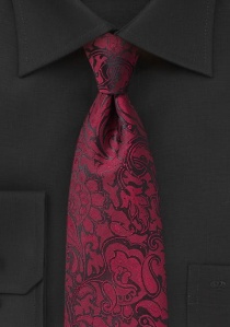 Cravate noire et rouge imprimé fleuri