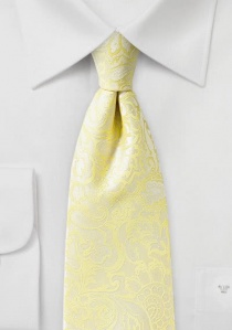 Cravate jaune clair imprimé fleuri