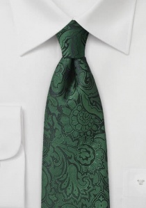 Cravate noire et verte imprimé fleuri