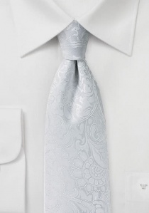 Cravate blanc neige imprimé fleuri