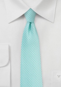 Cravate bleu aqua aux fins pois blancs