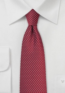 Cravate rouge coquelicot aux fins pois blancs