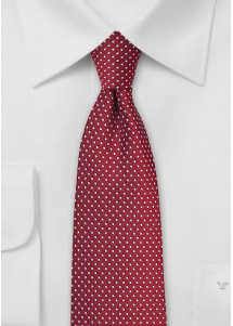 Cravate rouge coquelicot aux fins pois blancs