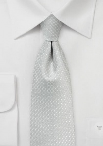 Cravate blanc argenté aux fins pois blancs