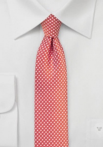 Cravate rouge clair points blancs