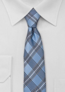 Cravate étroite carreaux bleu ciel et chatain
