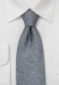 Cravate gris perle motif cachemire