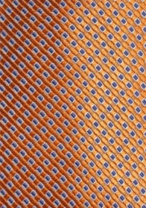 Cravate orange imprimé bleu argenté