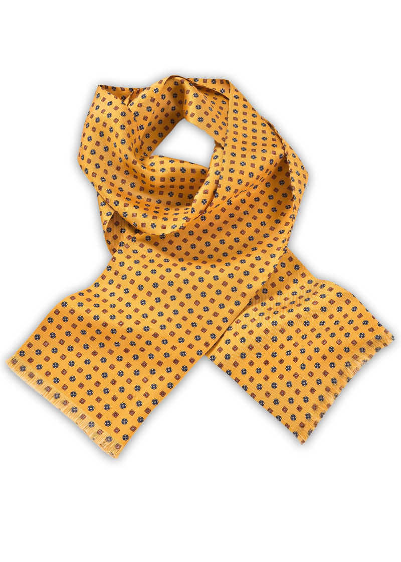 Lavallière étroite orange à petites fleurs