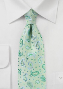 Cravate d'affaires motifs paisley vert pâle