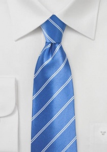Cravate extra-longue rayures classiques bleu clair