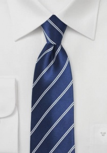 Cravate extra-longue rayures classiques bleu