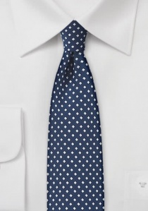 Cravate étroite bleu foncé losanges