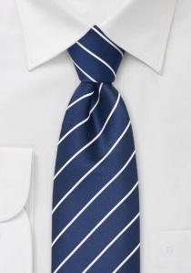 Cravate clip à rayures marine et blanc