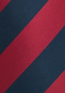 Cravate clip rouge écarlate rayures bleues