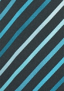 Cravate sécurité noire à rayures tons bleus