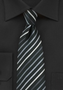 Cravate clip business à rayures noir gris clair