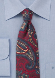 Cravate en laine Paisley rouge
