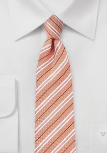 Cravate rayée abricot