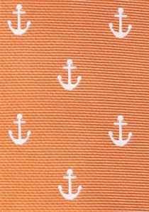 Cravate abricot motif ancre blanche
