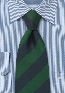 Cravate prête à nouer rayures bloc vert foncé bleu
