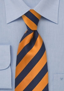 Cravate XXL bleu marine rayures orange