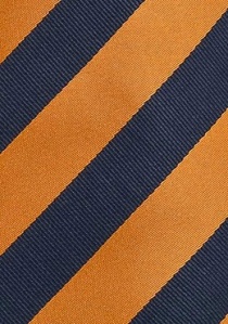 Cravate XXL bleu marine rayures orange
