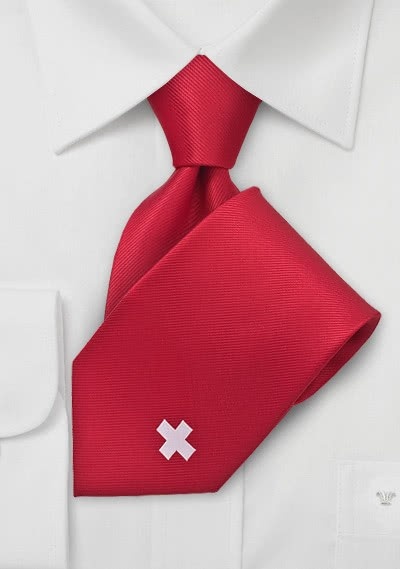 Cravate extra-longue Suisse rouge
