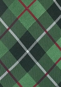 Cravate écossais verte rouge blanche soie