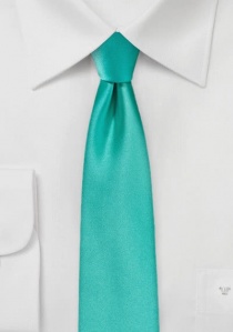 Cravate étroite bleu-vert unie