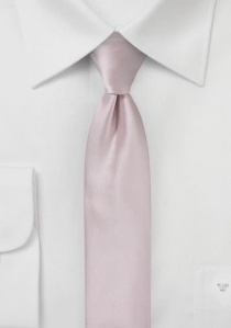 Cravate étroite rose pâle unie