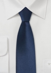 Cravate étroite bleu marine unie