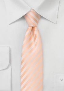 Cravate étroite à rayures abricot