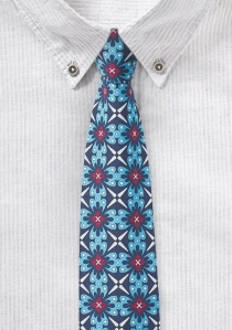 Cravate 100% coton à motifs turquoise