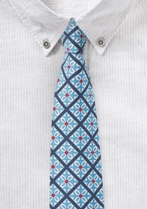 Cravate en bleu clair avec imprimé Talavera froncé