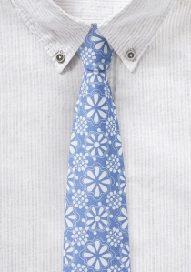 Cravate homme en coton bleu/blanc avec imprimé