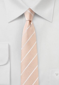 Cravate étroite abricot rayures blanches