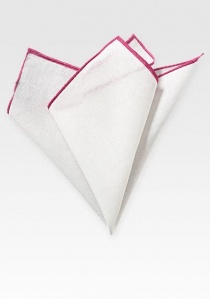 Pochette blanche bord rose foncé